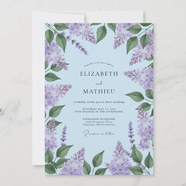 Invitation Mariage de conte de fées Baby Blue Printemps (Devant)