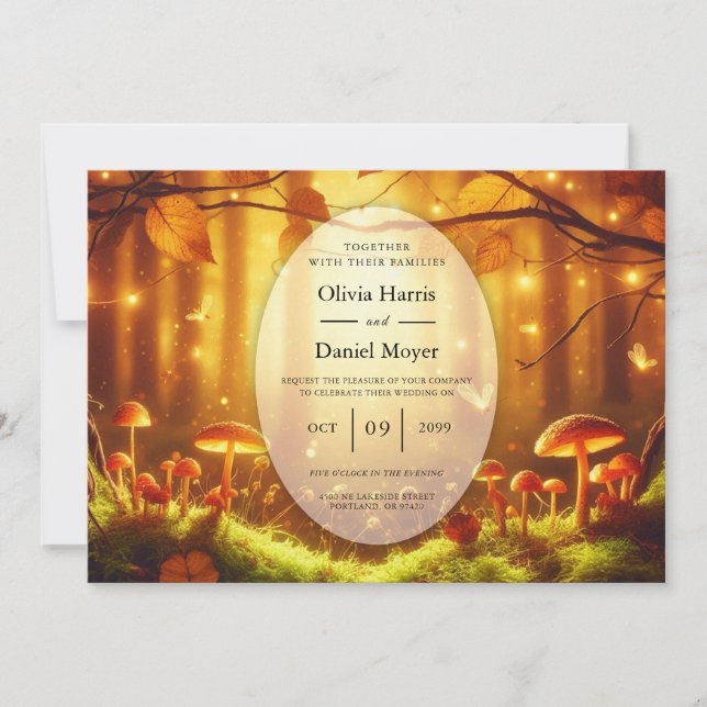 Invitation Mariage de conte de fées dans une forêt d'ambre ma (Devant)