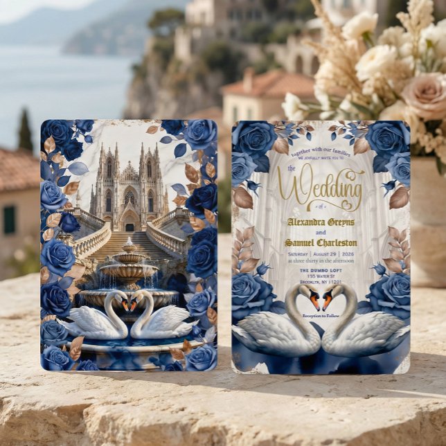 Invitation Mariage de conte de fées de cygne de cathédrale go (Créateur téléchargé)