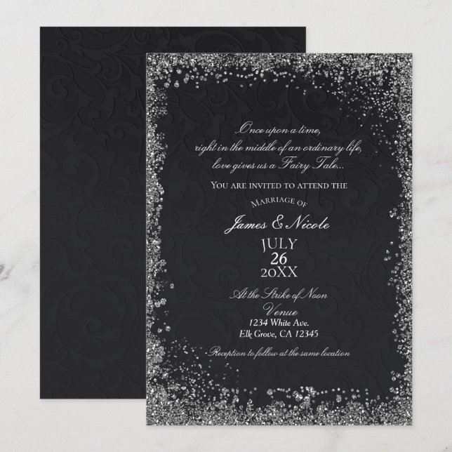 Invitation Mariage de conte de fées élégant de la princesse e (Devant / Derrière)