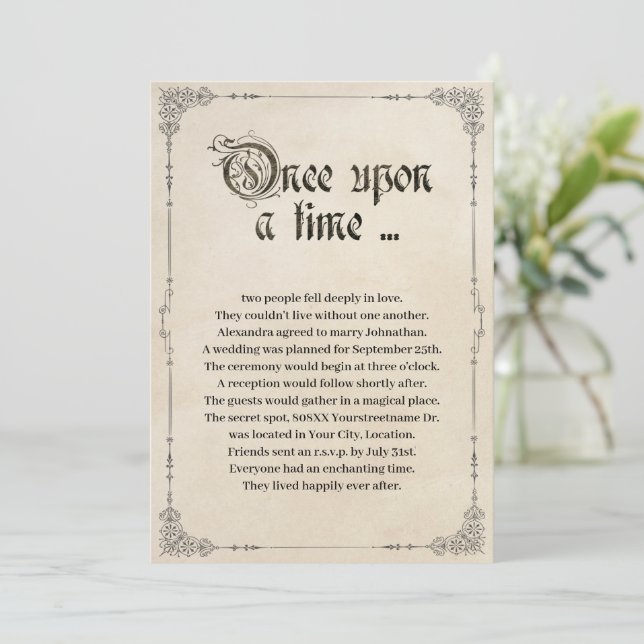 Invitation Mariage de Conte de Fées Il était une Fois (Debout devant)