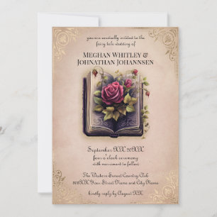 Invitation Mariage de Conte de Fées Romantique sur Fond Rose