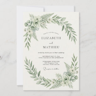 Invitation Mariage de conte de fées vert sauge en forêt