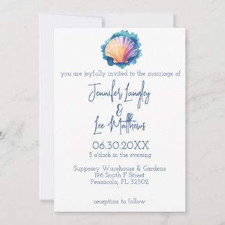 Invitation Mariage de coquillage de coquillage couleur à l'aq