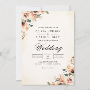 Invitation Mariage de Corail doux