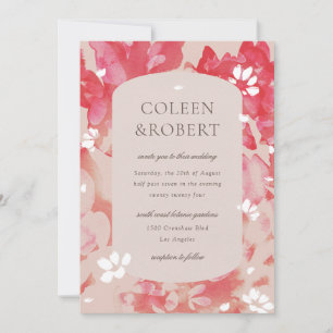 Invitation Mariage de corail rose flou rose