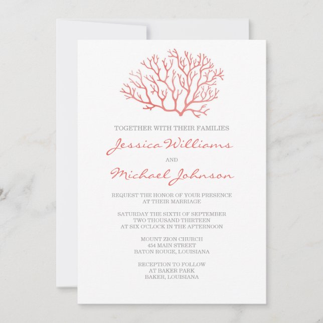 Invitation Mariage de Coral Beach (Devant)