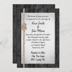 Invitation Mariage de corde sur le bois de grange