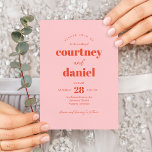 Invitation Mariage de correspondance moderne rose orange tend<br><div class="desc">Le Faire-part de mariage moderne Pink Orange Trendy Mix Match présente des appareillages de type moderne aux couleurs audacieuses et modernes.</div>