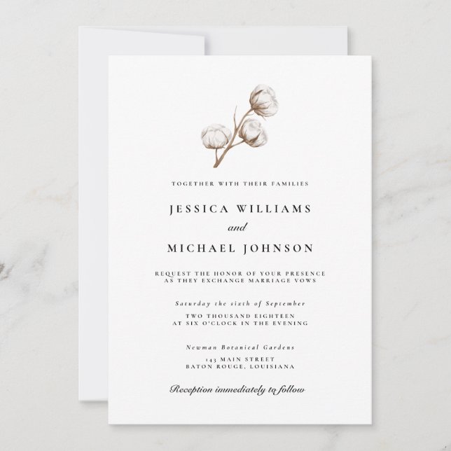 Invitation Mariage de coton rustique (Devant)