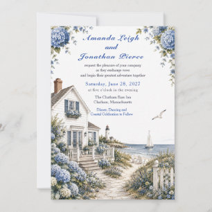 Invitation Mariage de cottage côtier à Cape Cod avec des hort