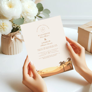 Invitation Mariage de coucher de soleil du désert rétro