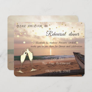 Invitation Mariage de coucher de soleil sur la plage, Lunette