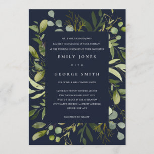 INVITATION MARIAGE DE COULEUR D'EAU EN FEUILLE VERT DE LA MAR