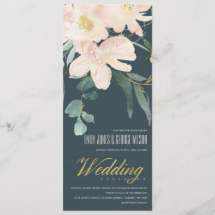 INVITATION MARIAGE DE COULEUR D'EAU FLORALE BUNCH BLUSH GOLD