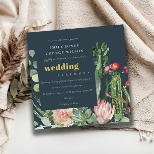 INVITATION MARIAGE DE COULEUR D'EAU FLORALE ROSE MARINE