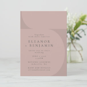 Invitation Mariage de couleur minimaliste contemporain Mauve