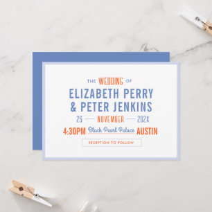 Invitation Mariage de couleur rétro élégant