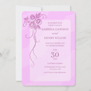 Invitation Mariage de couleur rose clair élégant
