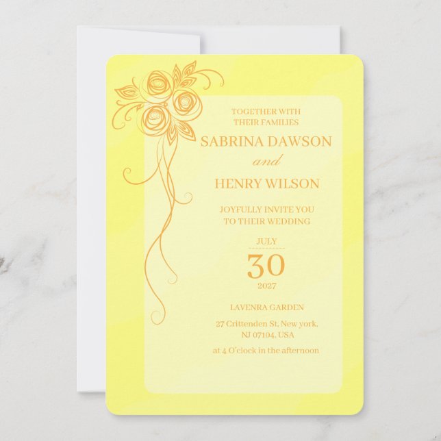Invitation Mariage de couleur rose clair élégant (Dos)