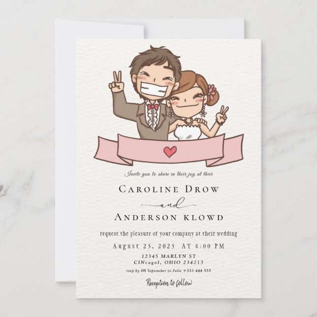 Invitation Mariage de Couple Anime (Devant)