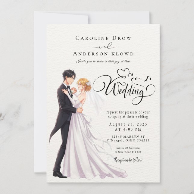 Invitation Mariage de Couple Anime (Devant)