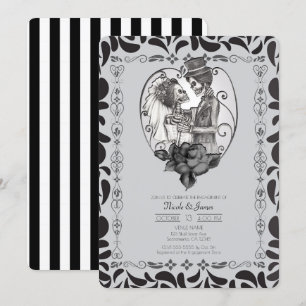 Invitation Mariage de couple d'amour de squelette Danse de fi