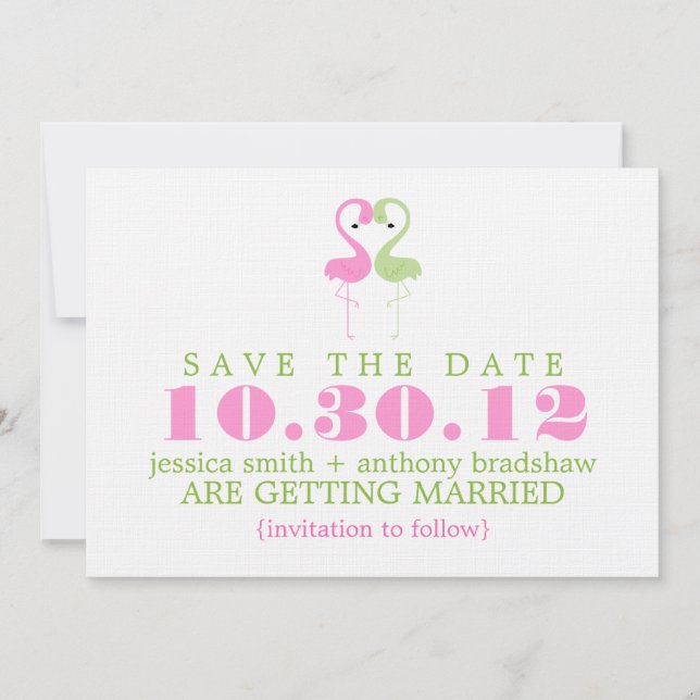 Invitation Mariage de couple de flamants Enregistrez la date (Devant)