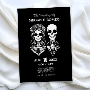 Invitation Mariage de couple de squelettes gothiques