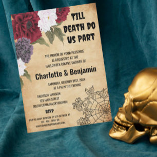 Invitation Mariage de couple Halloween vintage sous forme de 