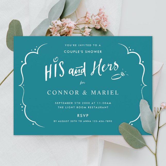 Invitation Mariage de Couple His and Hers Turquoise (Créateur téléchargé)