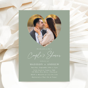 Invitation Mariage de Couple Moderne avec Photo de Coeur en V