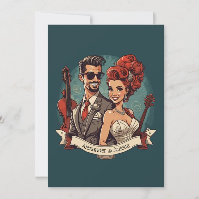 Invitation Mariage de couple Rock n roll (Devant)