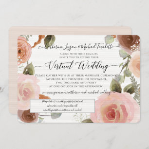 Invitation Mariage de courme d'aquarelle rose virtuel