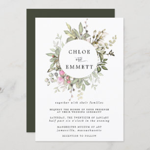 Invitation Mariage de couronne botanique moderne Boho