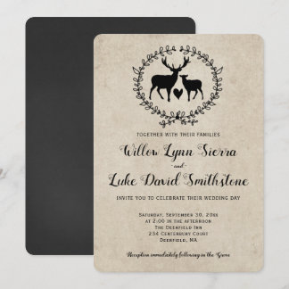 Invitation Mariage de couronne de coeur de cerf rustique