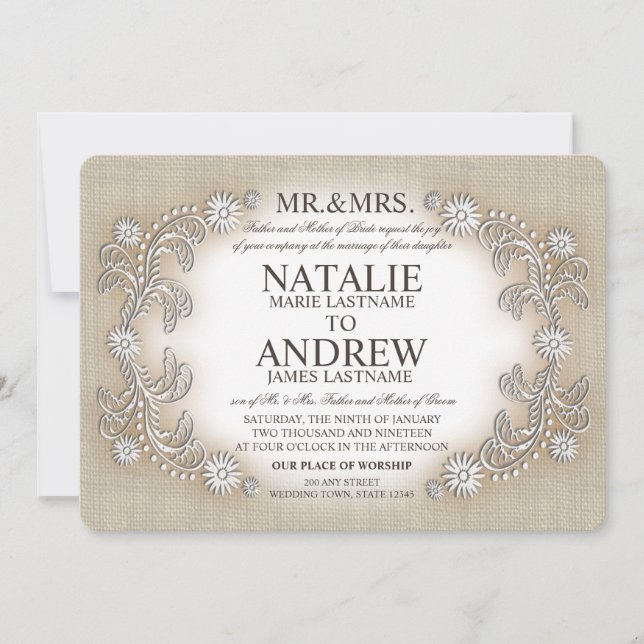 Invitation Mariage de couronne de fleurs de marais (Devant)
