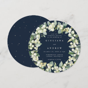 Invitation Mariage de couronne de neige de la Marine ronde+Eu