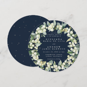 Invitation Mariage de couronne de neige de la Marine ronde+Eu