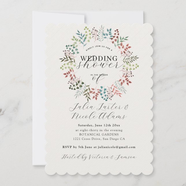 Invitation Mariage de couronne Feuille vert Eucalyptus Botani (Devant)