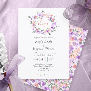 Invitation Mariage de couronne Rose Lilac & Peach