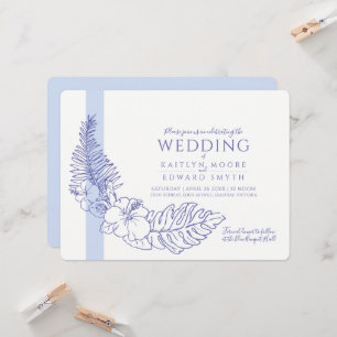 Invitation mariage de couronne tropicale bleue