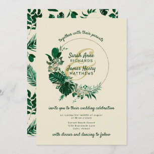 Invitation Mariage de couronnes circulaires vert moderne à fe