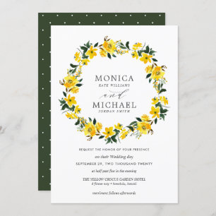 Invitation Mariage de couronnes de fleurs jaunes vives