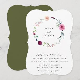 Invitation Mariage de couronnes de jardin délicieux