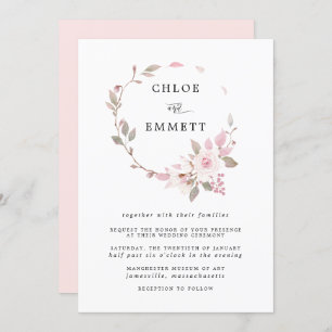 Invitation Mariage de couronnes de rose boho moderne