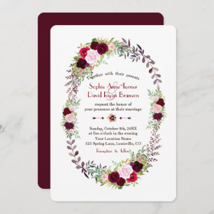 Invitation Mariage de couronnes florales de Marsala de Bourgo