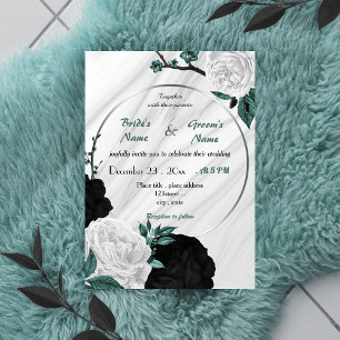 Invitation mariage de couronnes turquoise bleu blanc et noir
