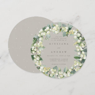 Invitation Mariage de courroie ronde Greige Snowberry+Eucalyp