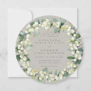 Invitation Mariage de courroie ronde Greige Snowberry+Eucalyp